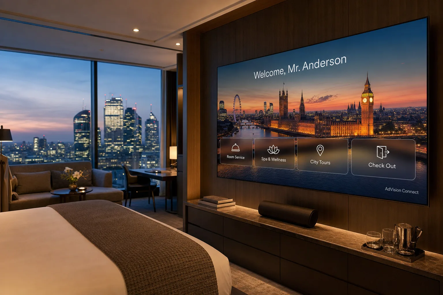 Guest-facing TV welcome interface