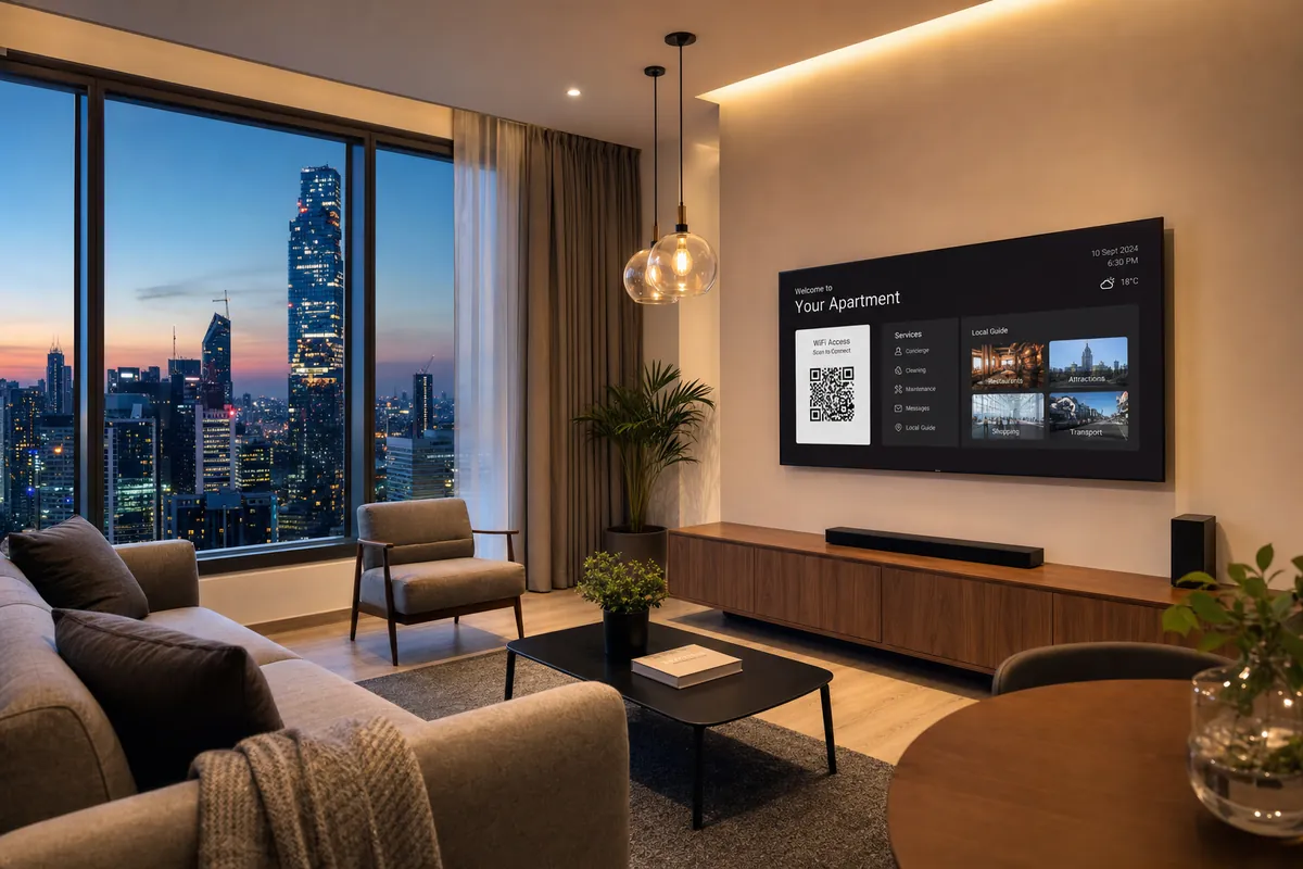 Serviced apartment with AdVision Connect guest dashboard