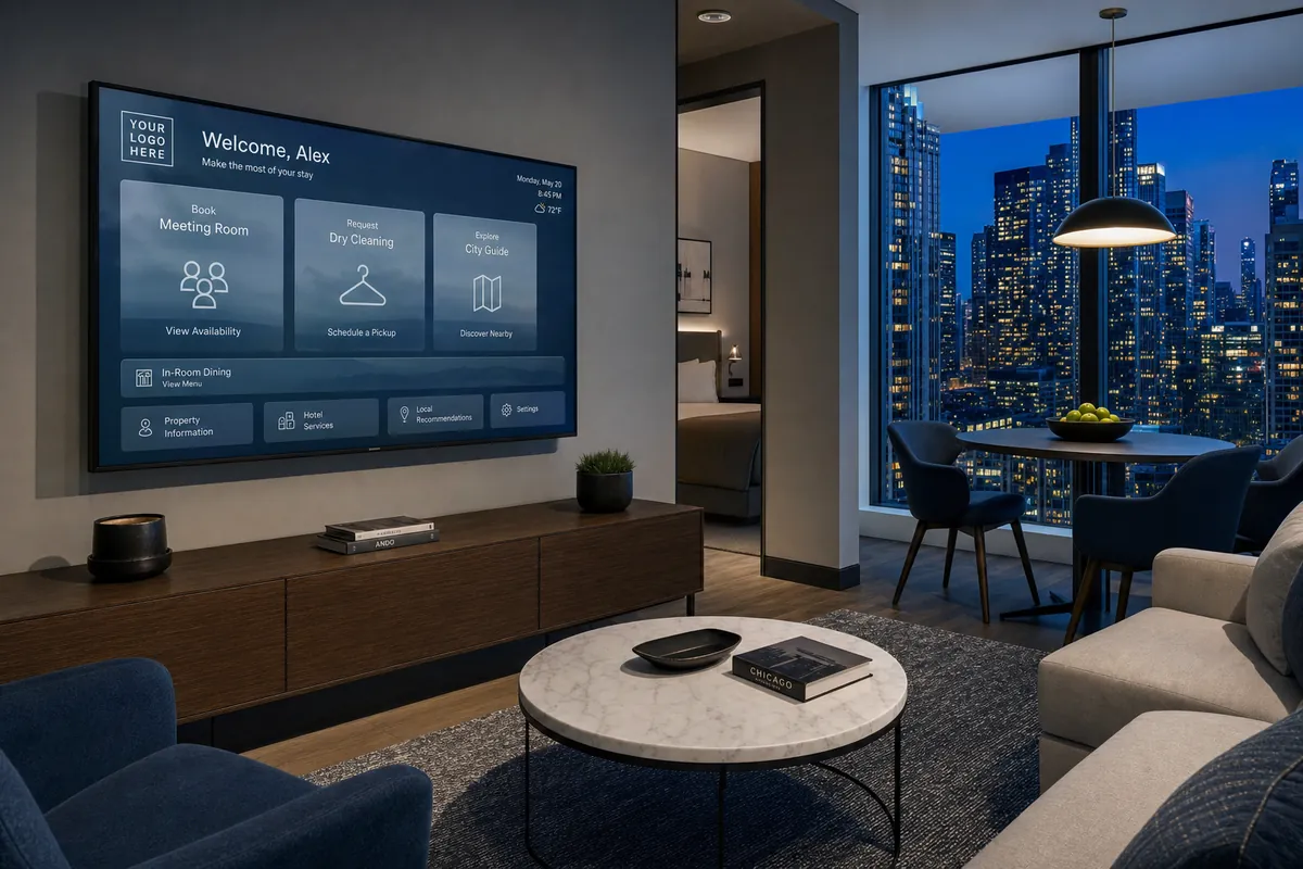 Corporate housing apartment with AdVision Connect corporate dashboard