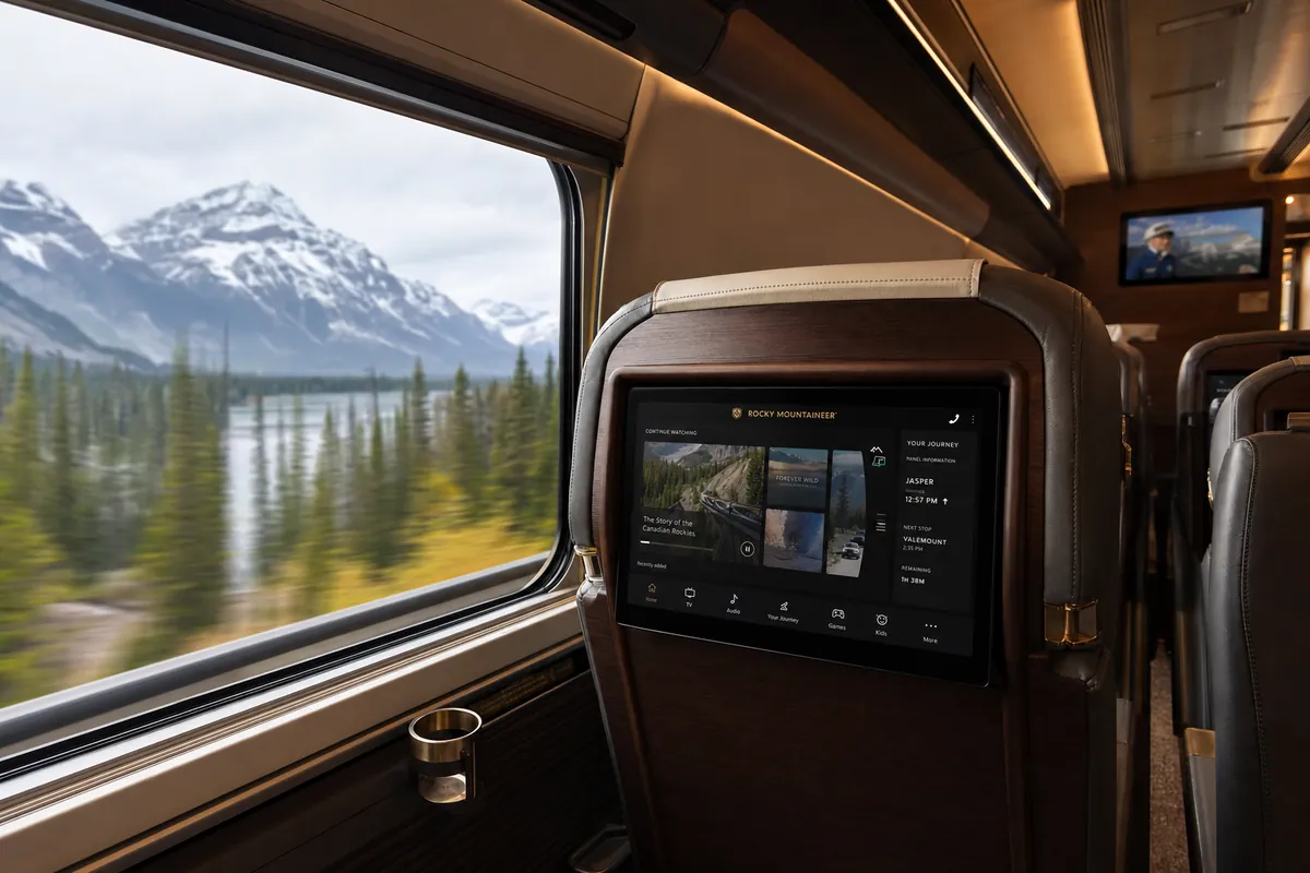 Luxury passenger train with AdVision Connect seatback entertainment
